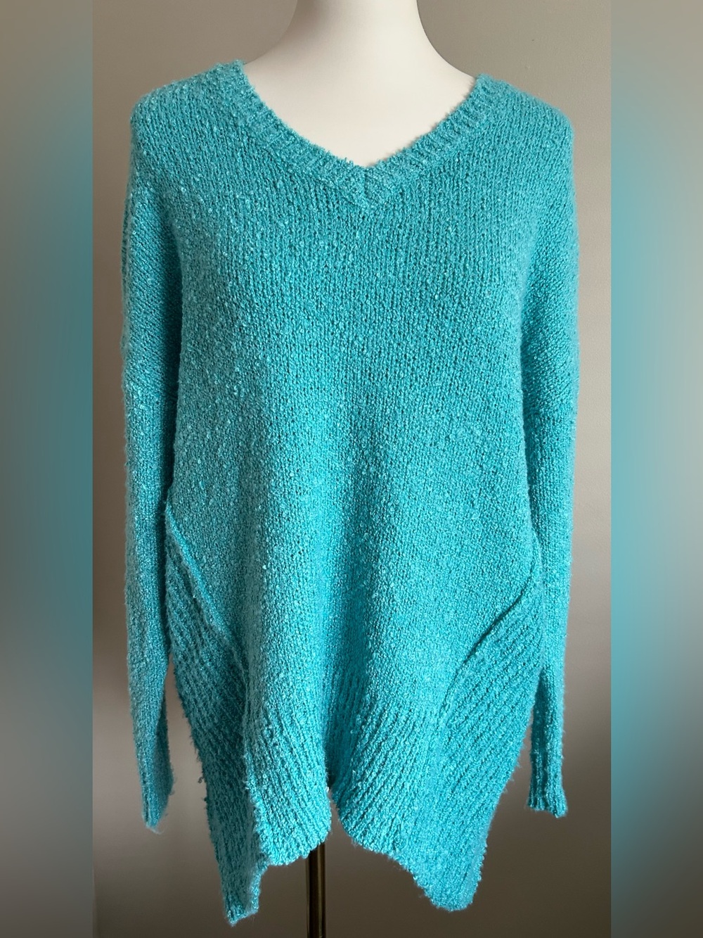 NWT - Davi & Dani Turquoise V- Neck Sweater.